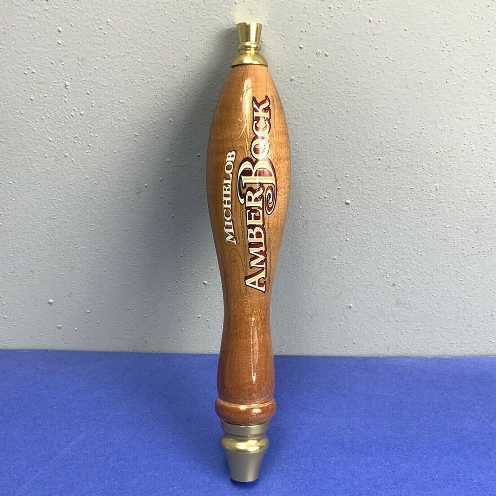 Michelob Amber Bock Beer Tap Pull Handle Wood 11.5 inch Wooden Mancave Bar Pub